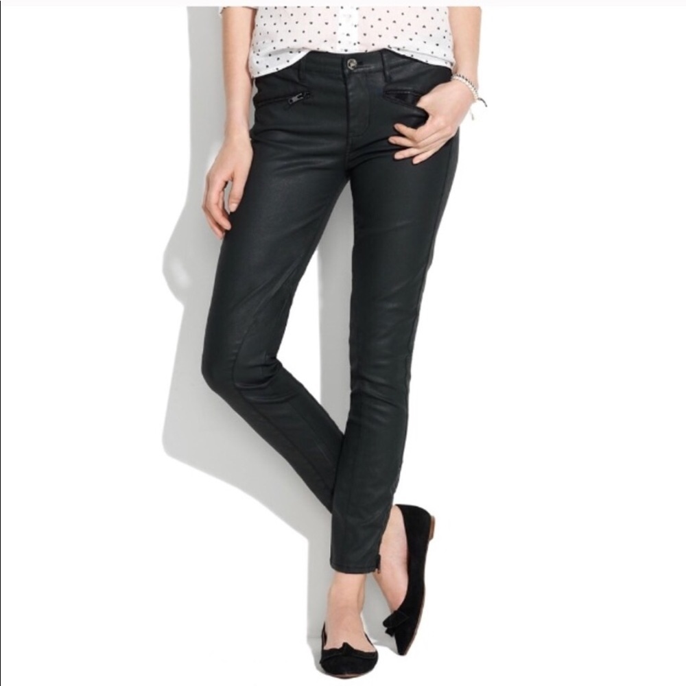 • Madewell • Skinny Ankle Waxed Moto Jeans 25